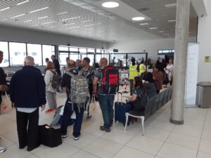 Photo of arriving passengers at St Helena Airport